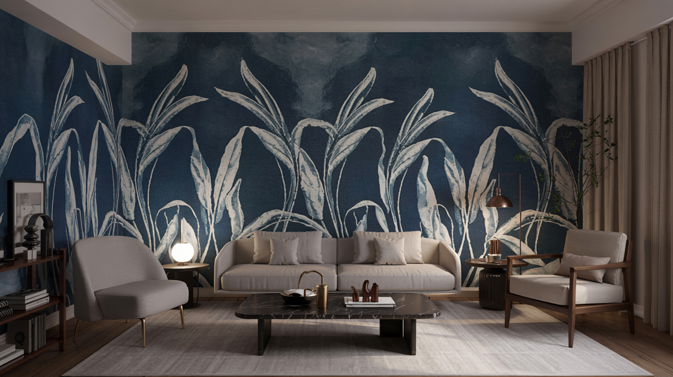 tapetsering blue silver